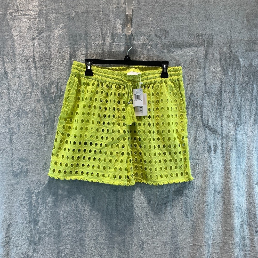 Dotti Women's Swimsuit Cover Up Shorts L Open Dot Citrine 100% Cotton Drawstring
